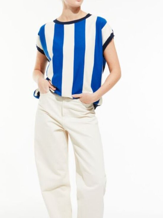 Mapoesie Sweaters - Mapoesie Paris Buren Marin Knit Sweater Top Blue White Striped Beachy Coastal